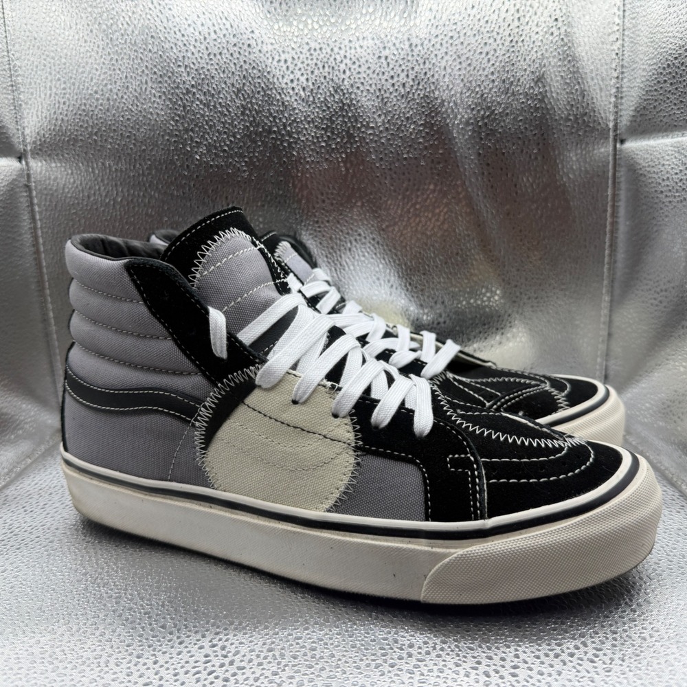 Size 10 Vans Sk8-Hi Cap LX Mens Black Grey Excellent Deconstructed Patchwork